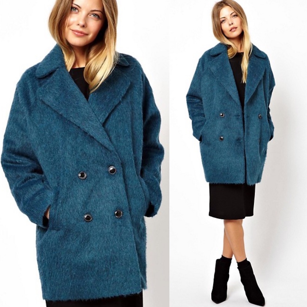 Teal Double-Breasted Women's Coat